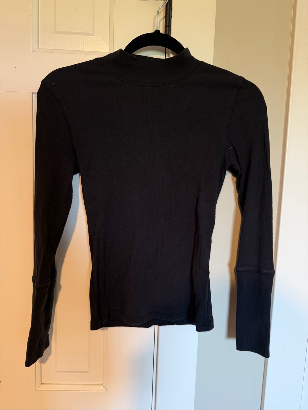 Women's free people Black Long-Sleeve Mock Neck Top